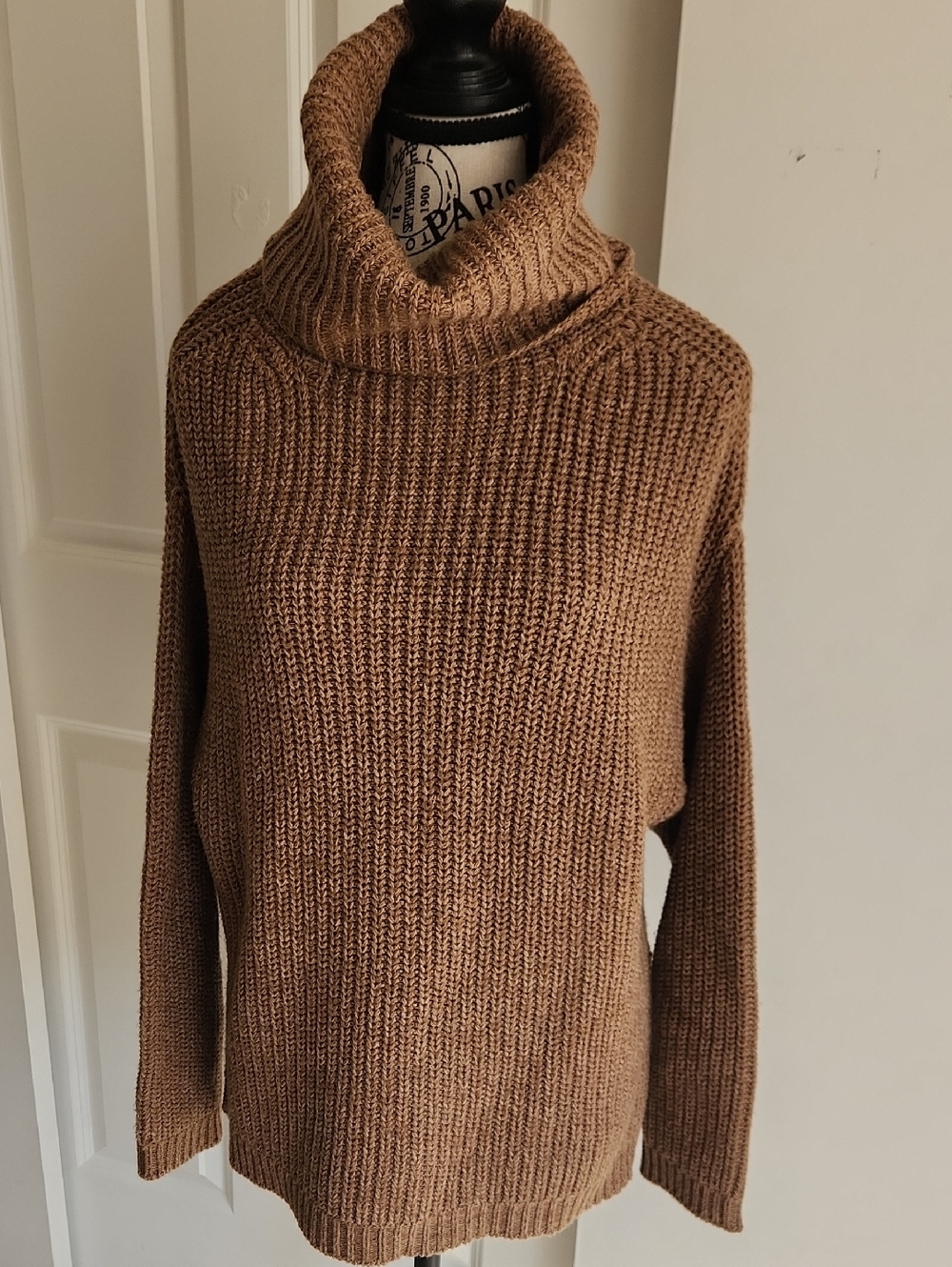 Poetry Taupe Brown Wool Cotton Blend Oversized Sweater SZ 4